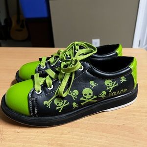 COPY - Pyramid Skull  Green Black Bowling Style Shoe youth 6 women 7.5 Euro 38